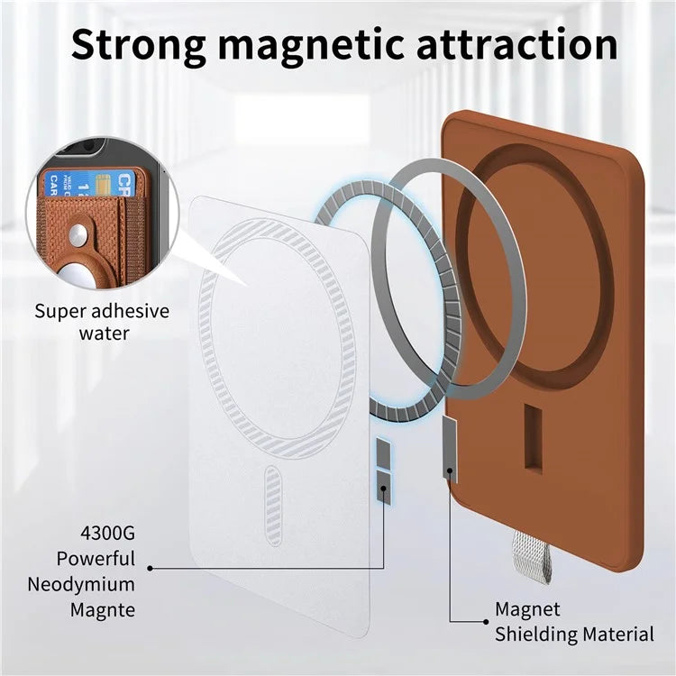 MC-W17 Magnetic Card Holder for AirTag Carbon Fiber Texture Leather Anti Loss Card Slot