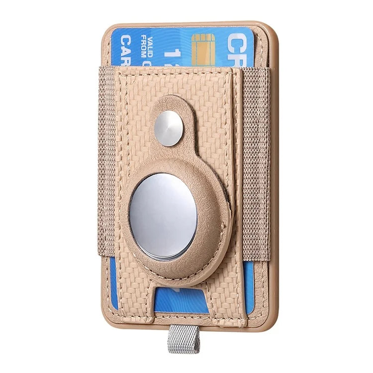 MC-W17 Magnetic Card Holder for AirTag Carbon Fiber Texture Leather Anti Loss Card Slot