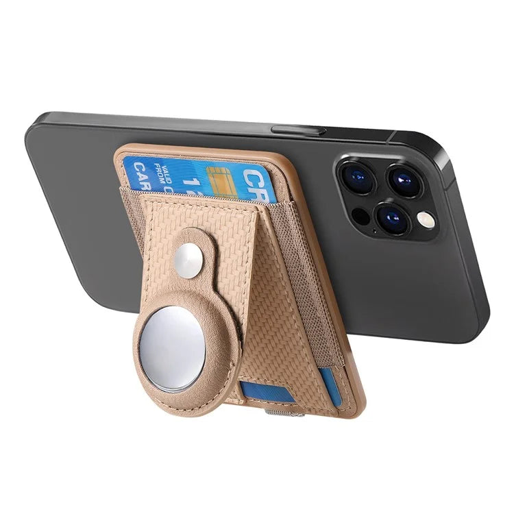 MC-W17 Magnetic Card Holder for AirTag Carbon Fiber Texture Leather Anti Loss Card Slot