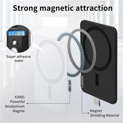 MC-W17 Magnetic Card Holder for AirTag Carbon Fiber Texture Leather Anti Loss Card Slot