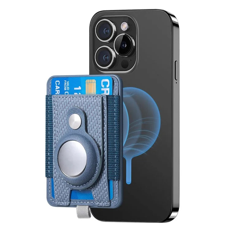 MC-W17 Magnetic Card Holder for AirTag Carbon Fiber Texture Leather Anti Loss Card Slot