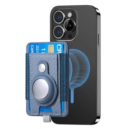 MC-W17 Magnetic Card Holder for AirTag Carbon Fiber Texture Leather Anti Loss Card Slot
