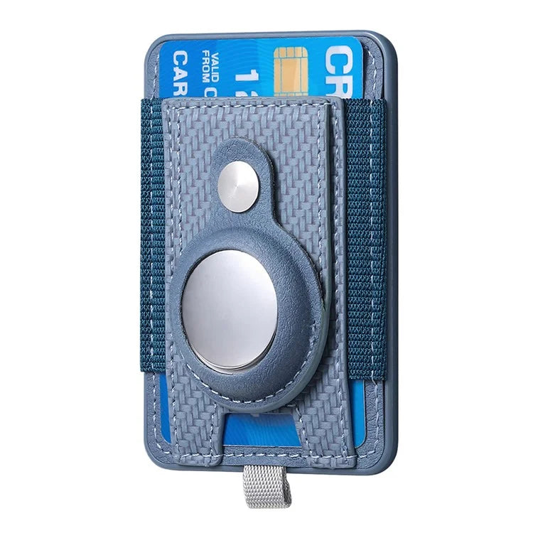 MC-W17 Magnetic Card Holder for AirTag Carbon Fiber Texture Leather Anti Loss Card Slot