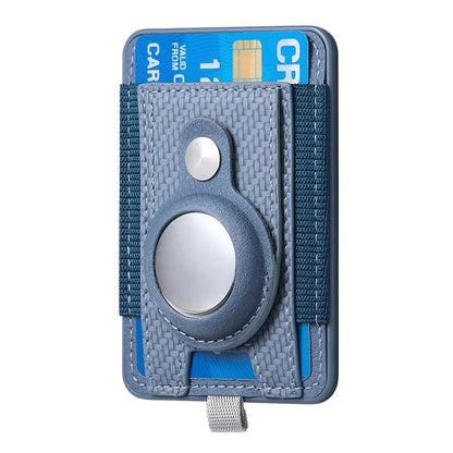 MC-W17 Magnetic Card Holder for AirTag Carbon Fiber Texture Leather Anti Loss Card Slot
