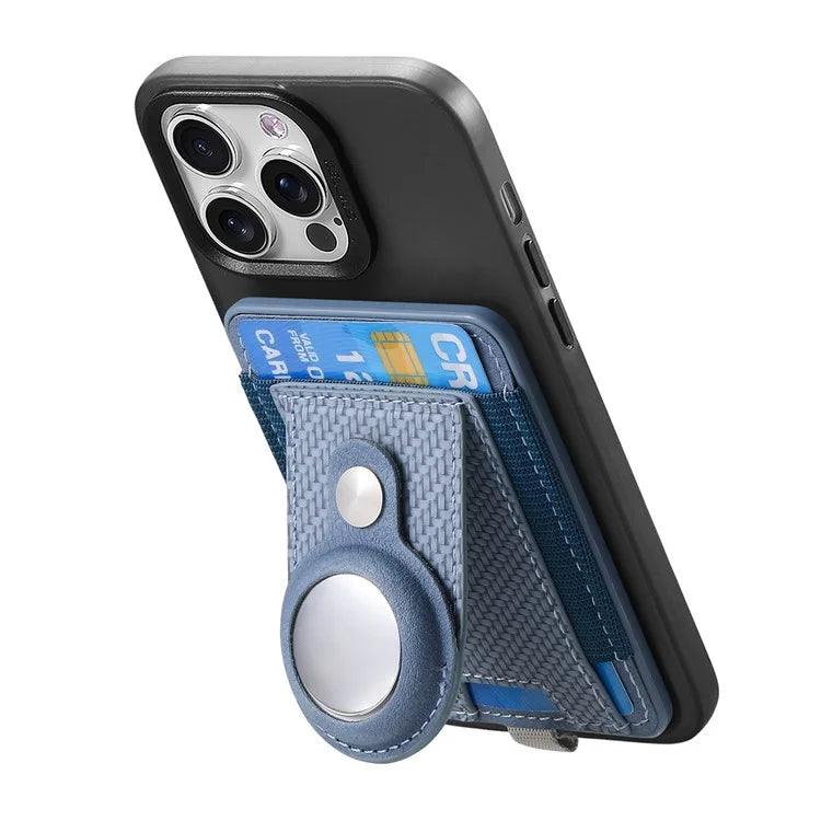 MC-W17 Magnetic Card Holder for AirTag Carbon Fiber Texture Leather Anti Loss Card Slot