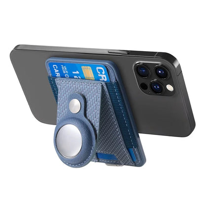 MC-W17 Magnetic Card Holder for AirTag Carbon Fiber Texture Leather Anti Loss Card Slot