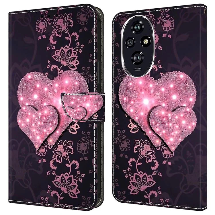 For Honor 200 5G Case 3D Pattern PU Leather Wallet Phone Cover with Stand