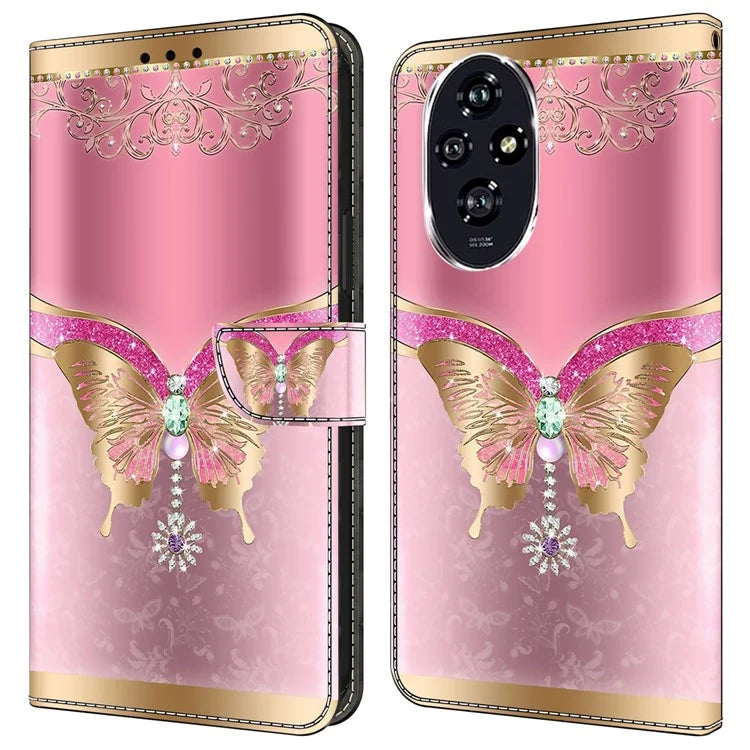 For Honor 200 5G Case 3D Pattern PU Leather Wallet Phone Cover with Stand