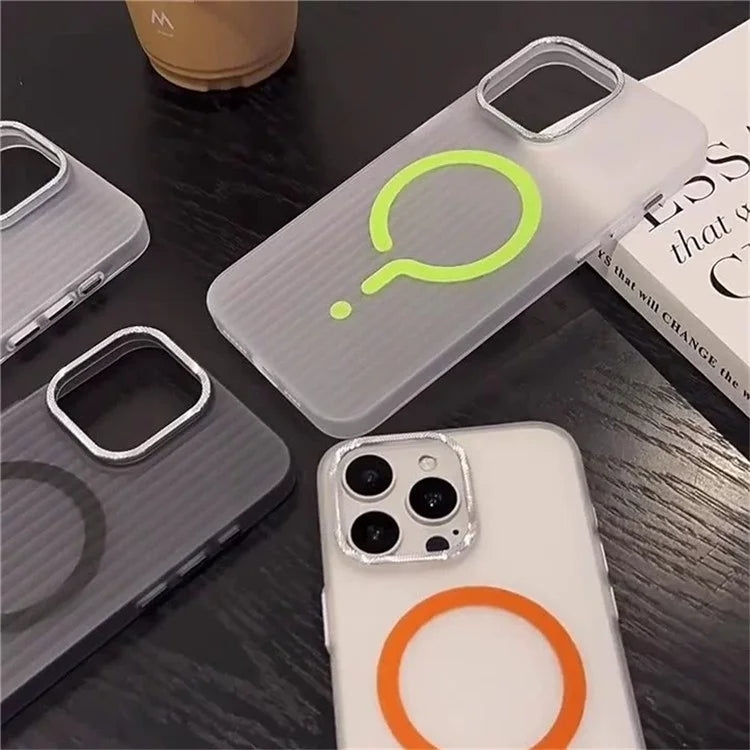 For iPhone 14 Pro Max Case Compatible with MagSafe Corrugated Texture Matte PC Phone Cover