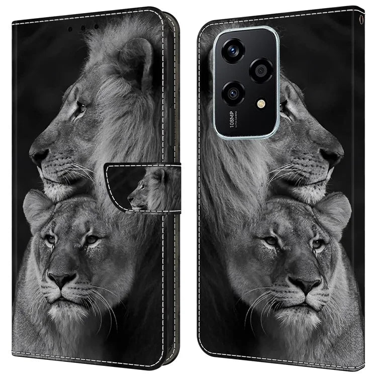 For Honor 200 Lite Wallet Case Magnetic Clasp 3D Pattern Leather Phone Cover