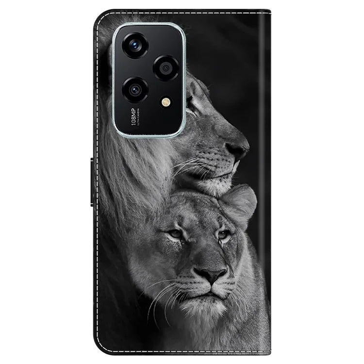 For Honor 200 Lite Wallet Case Magnetic Clasp 3D Pattern Leather Phone Cover
