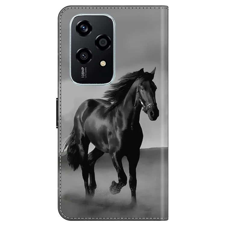For Honor 200 Lite Wallet Case Magnetic Clasp 3D Pattern Leather Phone Cover