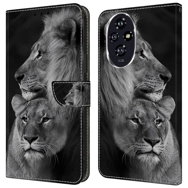 For Honor 200 5G Wallet Case Magnetic Clasp 3D Pattern Leather Phone Cover