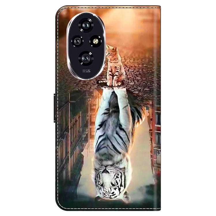 For Honor 200 5G Wallet Case Magnetic Clasp 3D Pattern Leather Phone Cover