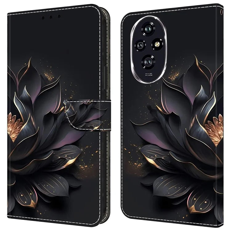 For Honor 200 5G Wallet Case Magnetic Clasp 3D Pattern Leather Phone Cover