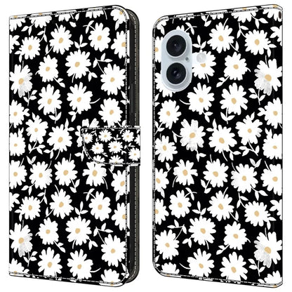 For iPhone 16 Wallet Case Magnetic Clasp 3D Pattern Leather Phone Cover