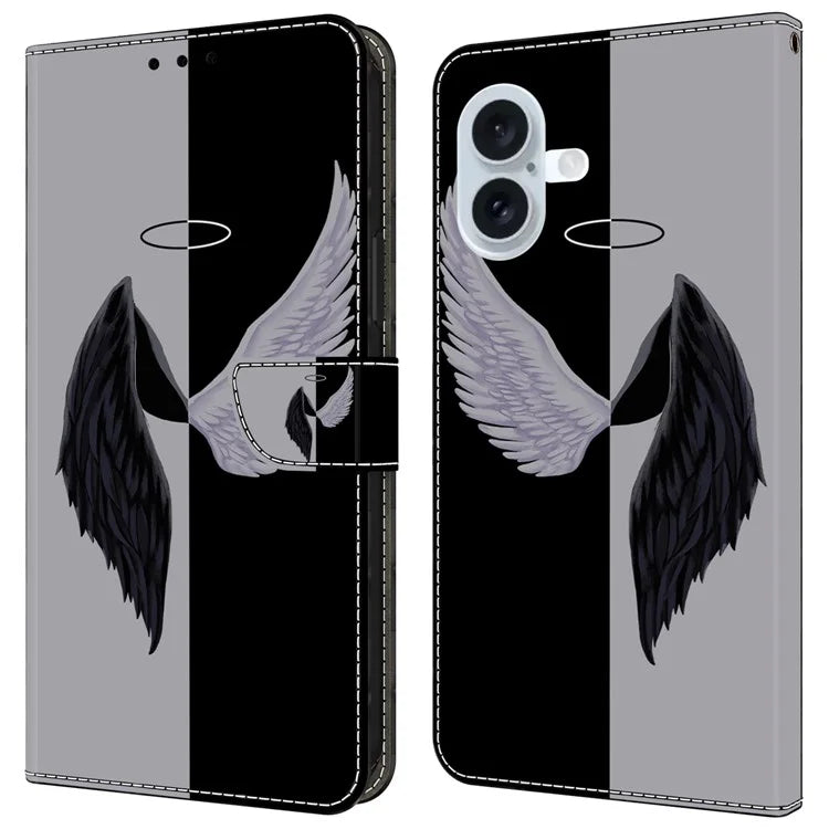 For iPhone 16 Wallet Case Magnetic Clasp 3D Pattern Leather Phone Cover