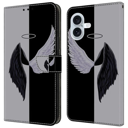 For iPhone 16 Wallet Case Magnetic Clasp 3D Pattern Leather Phone Cover