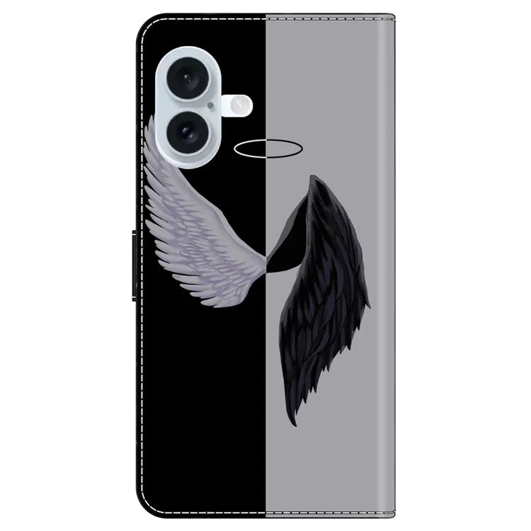 For iPhone 16 Wallet Case Magnetic Clasp 3D Pattern Leather Phone Cover