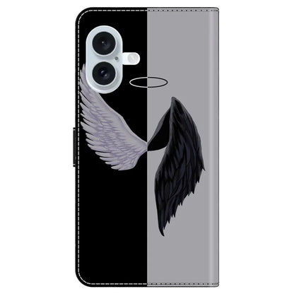 For iPhone 16 Wallet Case Magnetic Clasp 3D Pattern Leather Phone Cover