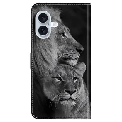 For iPhone 16 Wallet Case Magnetic Clasp 3D Pattern Leather Phone Cover