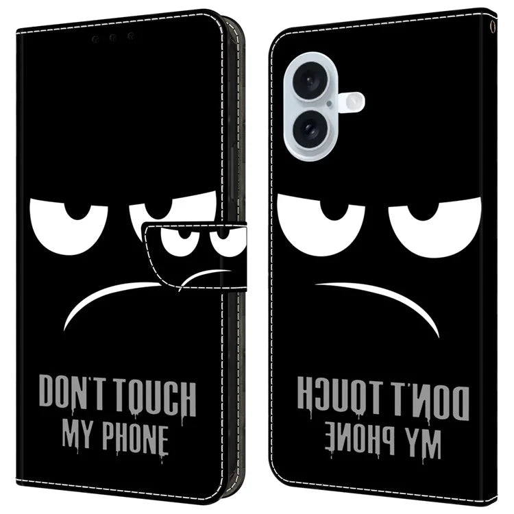 For iPhone 16 Wallet Case Magnetic Clasp 3D Pattern Leather Phone Cover