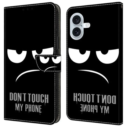 For iPhone 16 Wallet Case Magnetic Clasp 3D Pattern Leather Phone Cover
