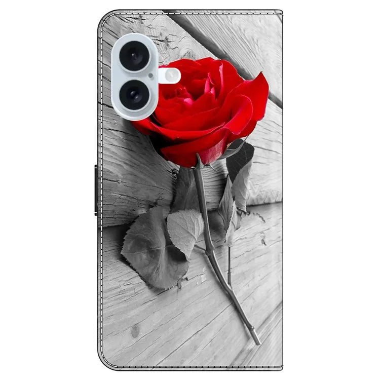 For iPhone 16 Wallet Case Magnetic Clasp 3D Pattern Leather Phone Cover