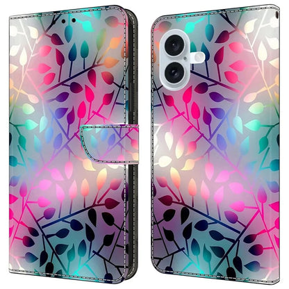 For iPhone 16 Wallet Case Magnetic Clasp 3D Pattern Leather Phone Cover