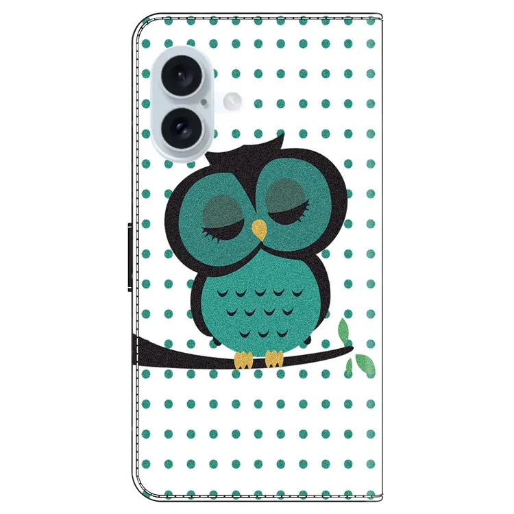 For iPhone 16 Wallet Case Magnetic Clasp 3D Pattern Leather Phone Cover