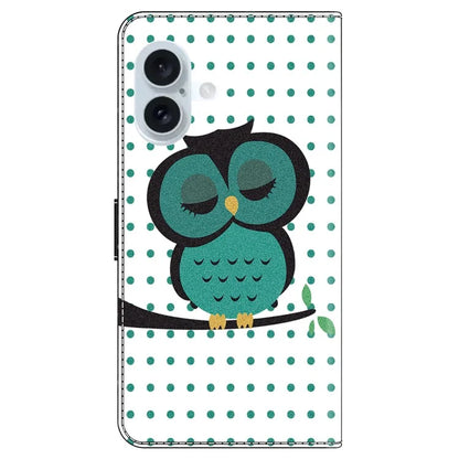 For iPhone 16 Wallet Case Magnetic Clasp 3D Pattern Leather Phone Cover