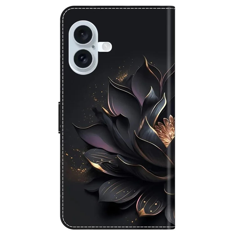 For iPhone 16 Wallet Case Magnetic Clasp 3D Pattern Leather Phone Cover