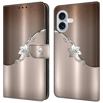 For iPhone 16 Wallet Case Magnetic Clasp 3D Pattern Leather Phone Cover