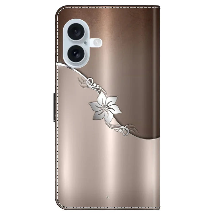 For iPhone 16 Wallet Case Magnetic Clasp 3D Pattern Leather Phone Cover