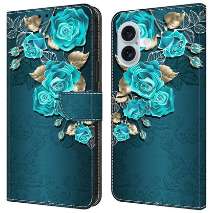 For iPhone 16 Wallet Case Magnetic Clasp 3D Pattern Leather Phone Cover