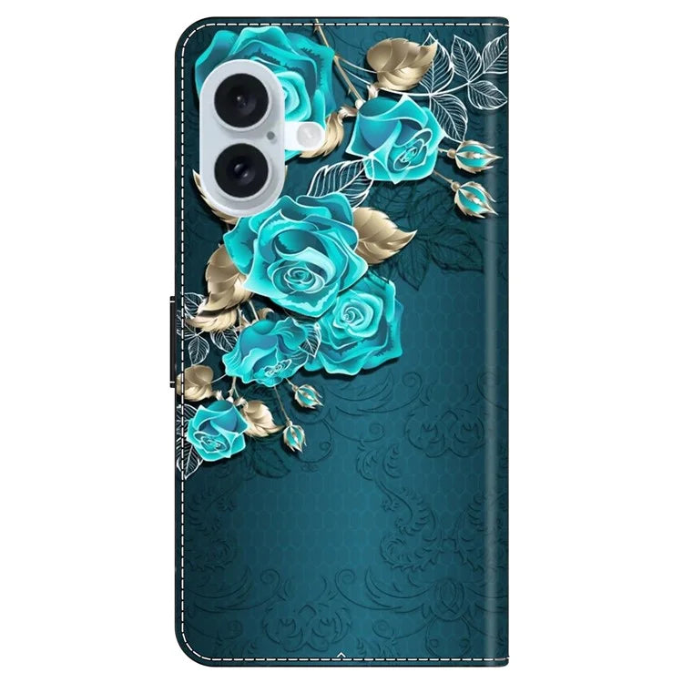 For iPhone 16 Wallet Case Magnetic Clasp 3D Pattern Leather Phone Cover
