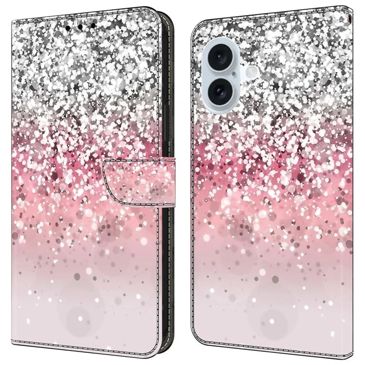 For iPhone 16 Wallet Case Magnetic Clasp 3D Pattern Leather Phone Cover