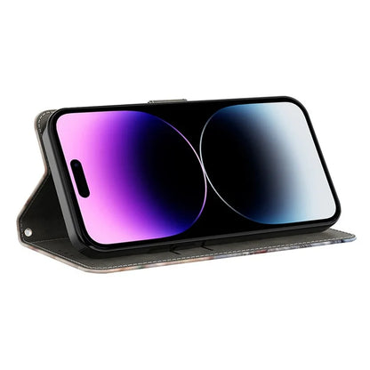 For iPhone 16 Wallet Case Magnetic Clasp 3D Pattern Leather Phone Cover
