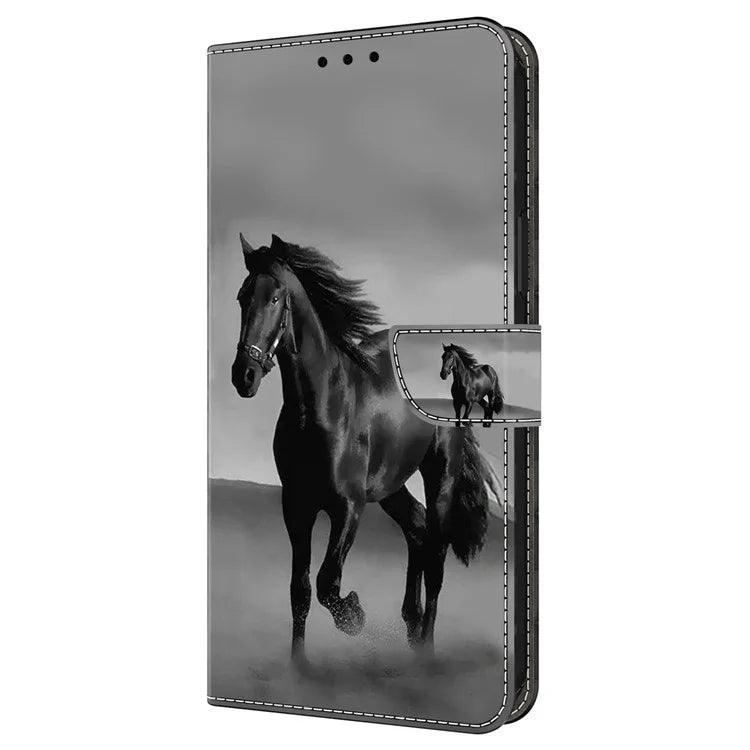 For iPhone 16 Wallet Case Magnetic Clasp 3D Pattern Leather Phone Cover