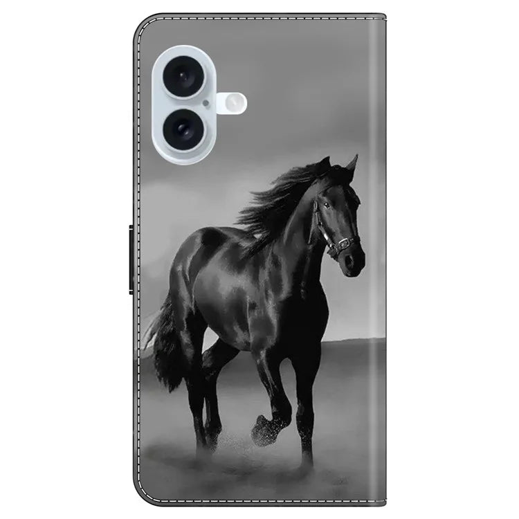 For iPhone 16 Wallet Case Magnetic Clasp 3D Pattern Leather Phone Cover