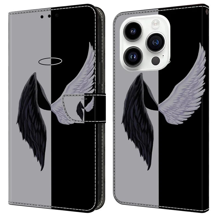 For iPhone 16 Pro Max Case Magnetic Clasp 3D Pattern Leather Wallet Phone Cover
