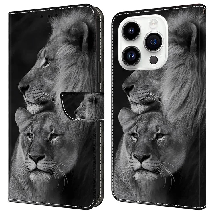 For iPhone 16 Pro Max Case Magnetic Clasp 3D Pattern Leather Wallet Phone Cover