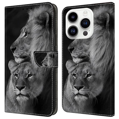 For iPhone 16 Pro Max Case Magnetic Clasp 3D Pattern Leather Wallet Phone Cover