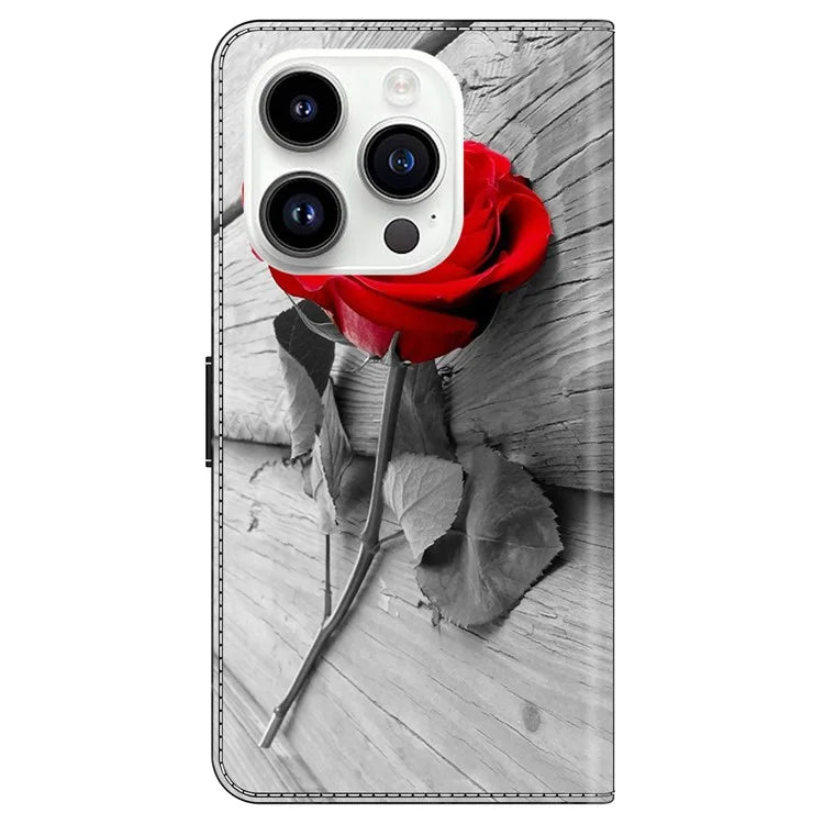 For iPhone 16 Pro Max Case Magnetic Clasp 3D Pattern Leather Wallet Phone Cover