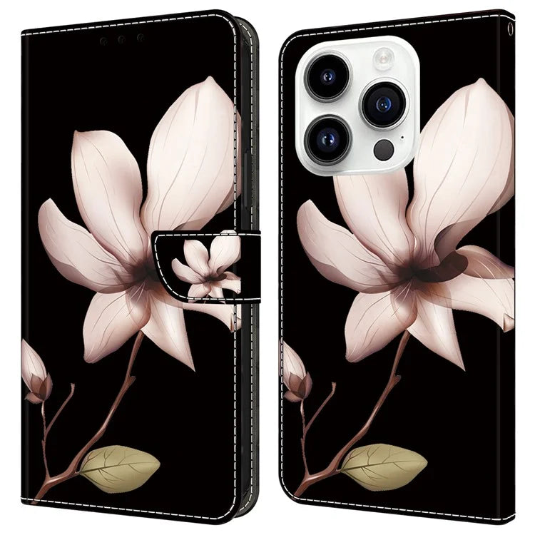 For iPhone 16 Pro Max Case Magnetic Clasp 3D Pattern Leather Wallet Phone Cover