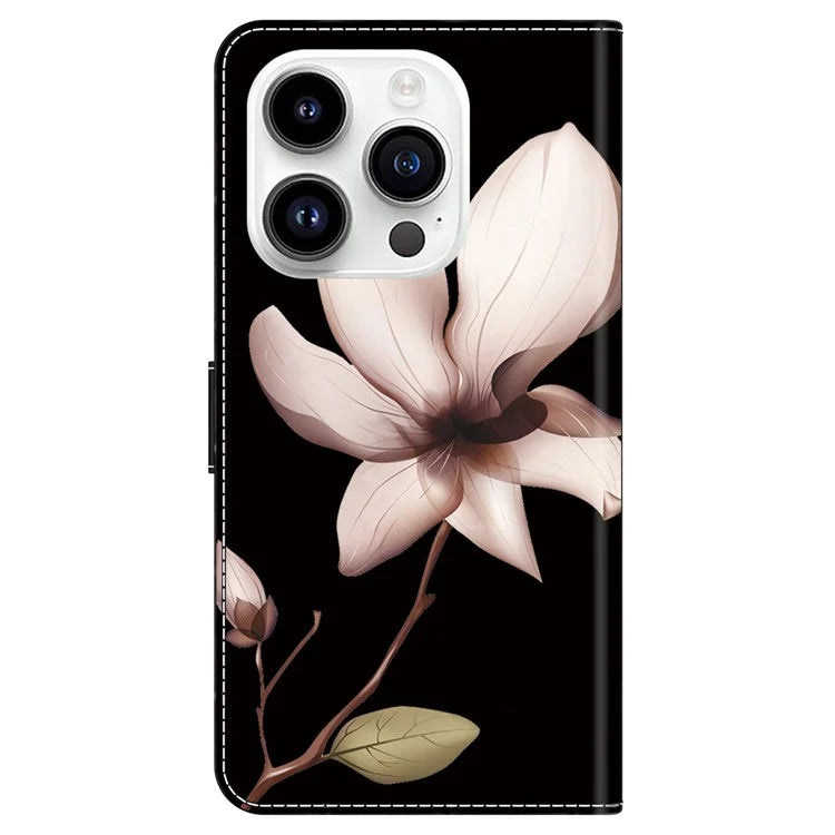 For iPhone 16 Pro Max Case Magnetic Clasp 3D Pattern Leather Wallet Phone Cover