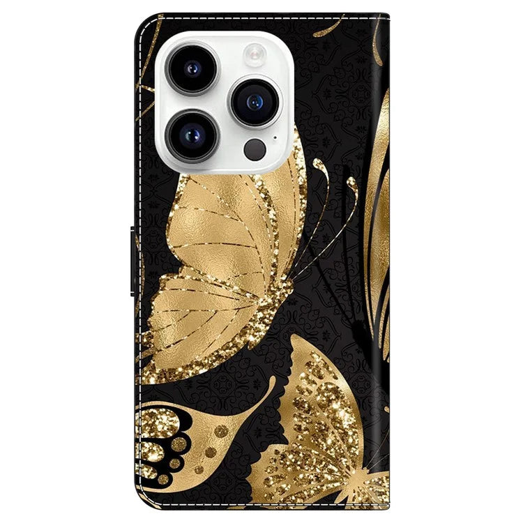 For iPhone 16 Pro Max Case Magnetic Clasp 3D Pattern Leather Wallet Phone Cover