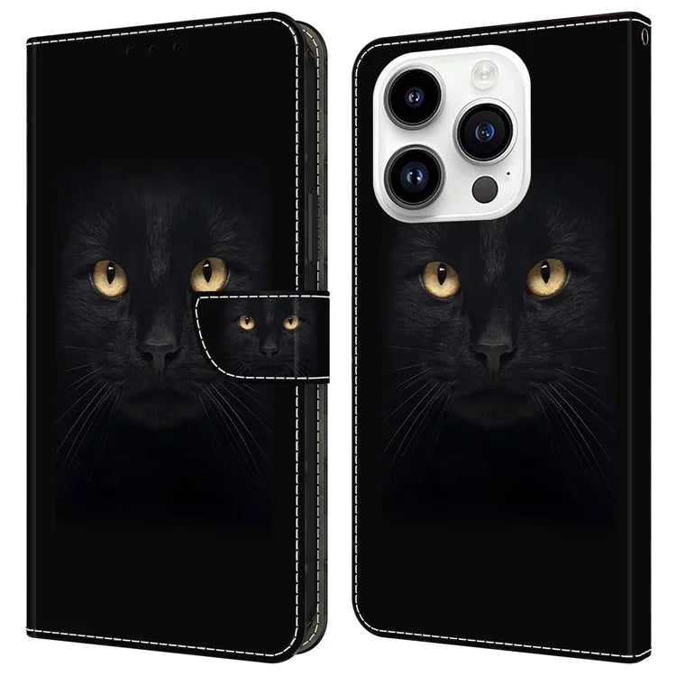 For iPhone 16 Pro Max Case Magnetic Clasp 3D Pattern Leather Wallet Phone Cover