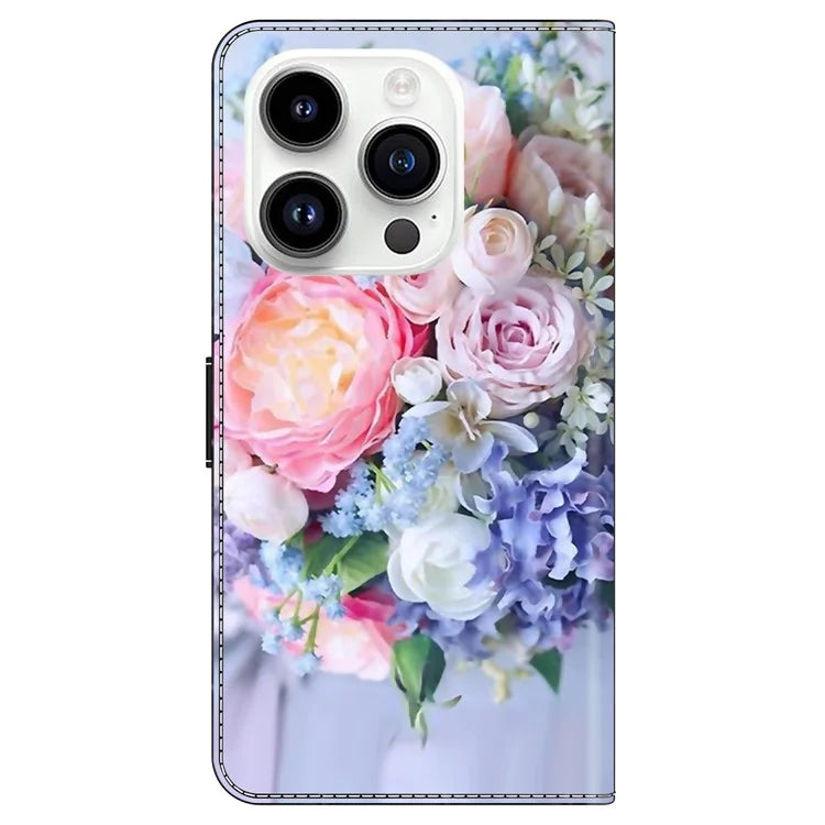 For iPhone 16 Pro Max Case Magnetic Clasp 3D Pattern Leather Wallet Phone Cover