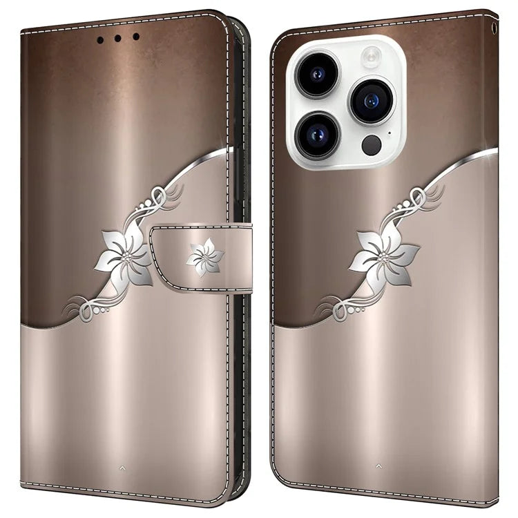 For iPhone 16 Pro Max Case Magnetic Clasp 3D Pattern Leather Wallet Phone Cover